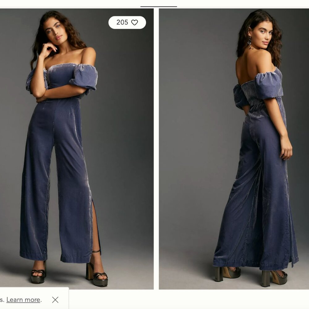 Anthropologie The Femme Velvet Jumpsuit size 4 NWT